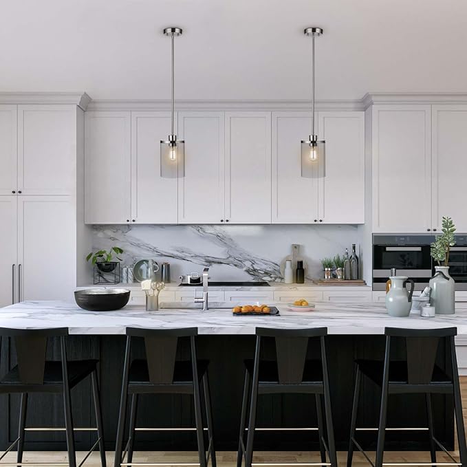 Bellevue Single Light 5.9" Wide Pendant Light, Brushed Nickel, Clear Glass Shade