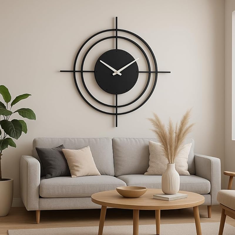 Metal Large Wall Clock, Rustic Wall Clock, Oversized Farmhouse Wall Clock, Modern Minimalist Round Wall Clock, Industrial Wall Art Decorative (White, 28 Inch / 70 cm)