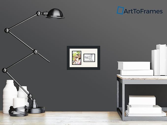 ArtToFrames Collage Photo Frame Double Mat with 1-3.5x5, 4x6 Openings and Satin Black Frame