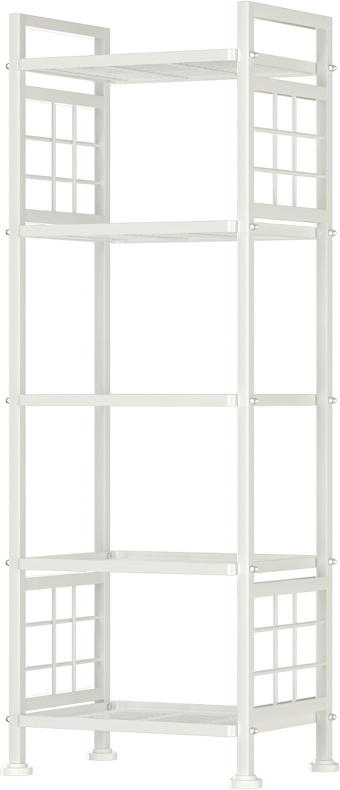 GIOTORENT 5-Wire Standing Storage Shelves, Metal Shelving Unit Pantry Rack for Laundry Kitchen Bathroom Organizer(White)