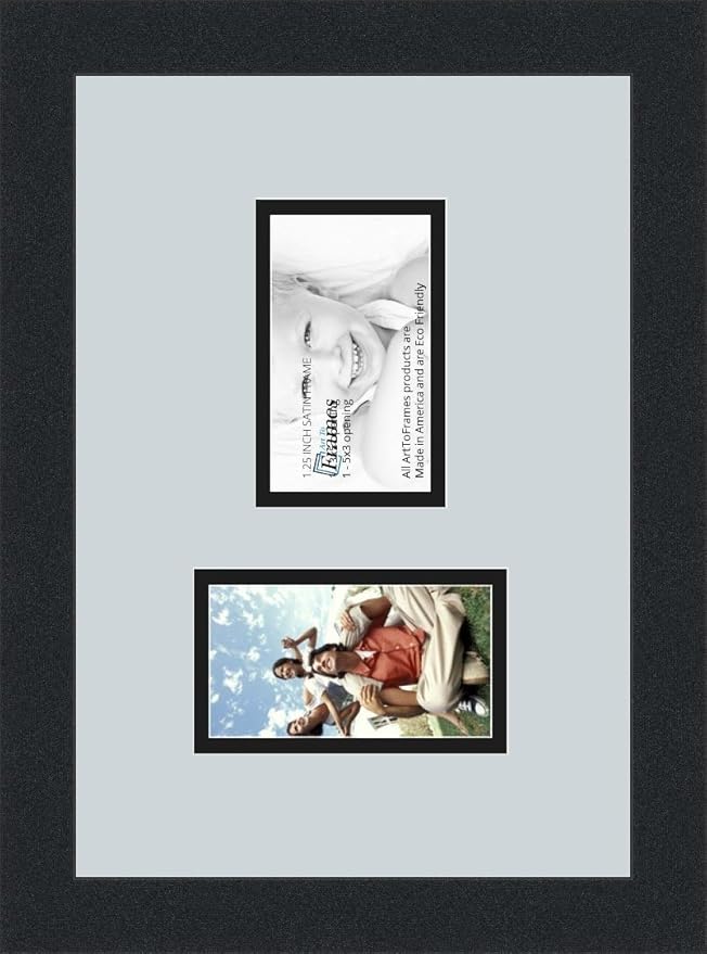 ArtToFrames Collage Photo Frame Double Mat with 2 - 3x5 Openings and Satin Black Frame