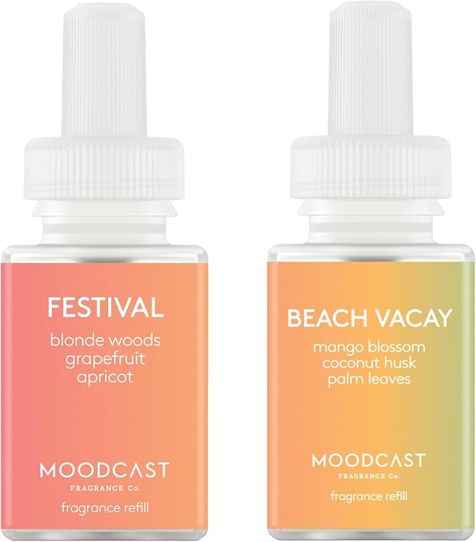 Pura Smart Home Fragrance Device Starter Set - Pura 4 - Scent Diffuser for Home - Includes Fragrance Aroma Diffuser - Square Box, Festival and Beach Vacay Scent Refills