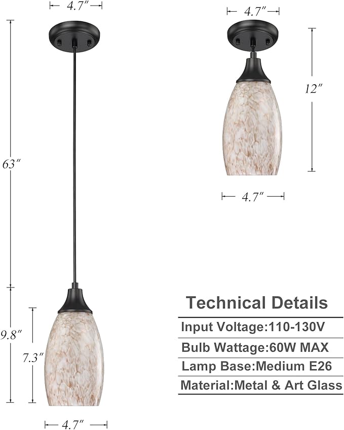 Milk Glass Pendant Lights for Kitchen Island mini Pendant Glass Hanging Light Art Glass lamp Shades with Black Adjustable Cord for Kitchen Over Sink,Hallway,Dining Room Bathroom