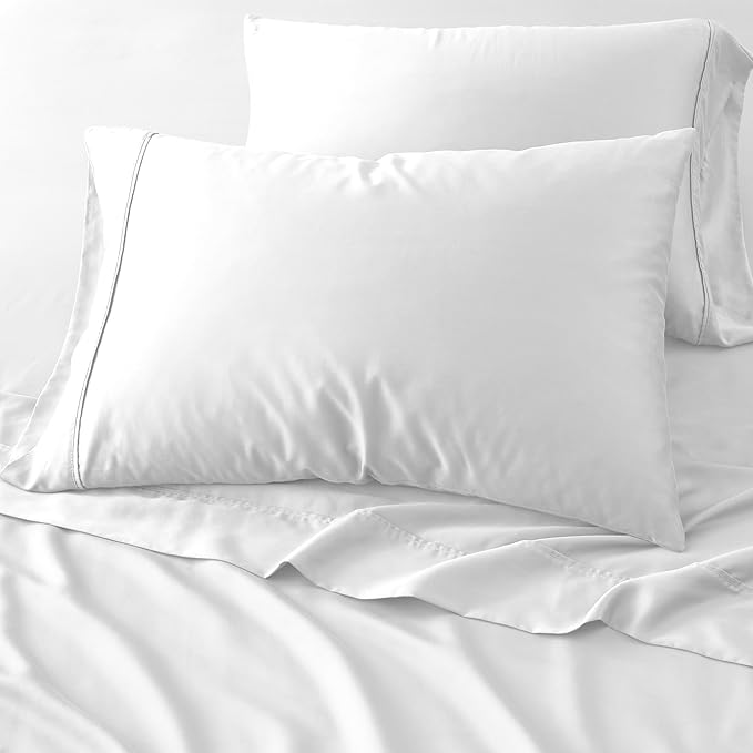 Modern Threads 100% Tencel Lyocell 4-Piece Sheet Set, 400 Thread Count Luxury Bedding, White, King