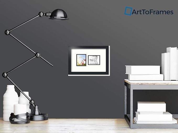 Art to Frames Double-Multimat-104-754/89-FRBW26079 Collage Photo Frame Double Mat with 2 - 4x5 Openings and Satin Black Frame