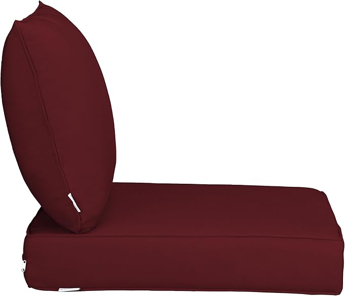 UIXE 24.5" Deep Seat Outdoor Cushion Set with Back Pillows, Patio Furniture Cushions, Sectional Sofa Bistro Chair Cushion - Red, Set of 2
