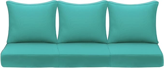Outdoor Deep Seating Cushion Set, 24" x 24", Waterproof & Fade Resistant Patio Furniture Cushions with Handle, Deep Seat and Back Cushion for Chair and Sofa (3, Green)