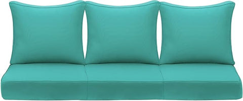 Outdoor Deep Seating Cushion Set, 24" x 24", Waterproof & Fade Resistant Patio Furniture Cushions with Handle, Deep Seat and Back Cushion for Chair and Sofa (3, Green)