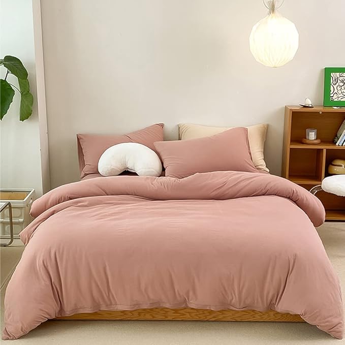 CLOTHKNOW Pink California King Comforter Set 3Pcs Mauve Blush Bedding Comforter Sets Soft All Season Dusty Rose Comforter with 2 x Pillow Cases