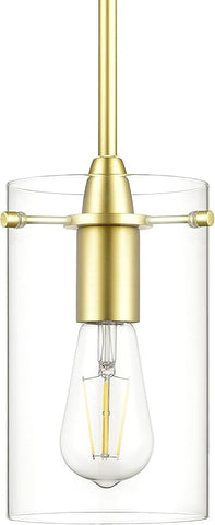 Satin Brass Pendant Lights Kitchen Island - Medium Clear Glass Pendant Light Fixture