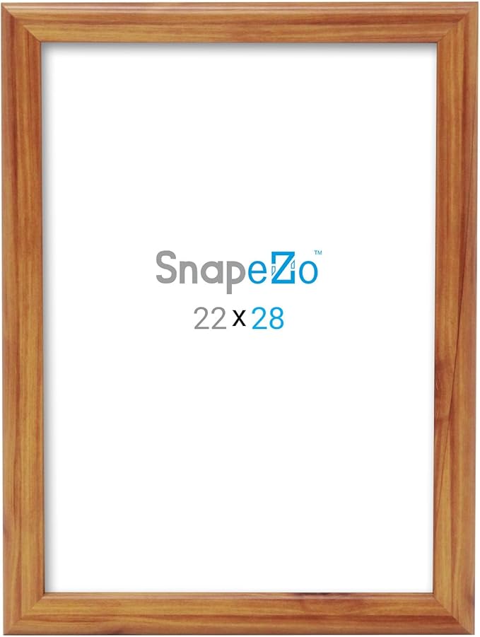 SnapeZo Wood Effect 22x28 Poster Frame, Front-Loading, Wall Mount, Aluminum 1" Profile, Sleek Series