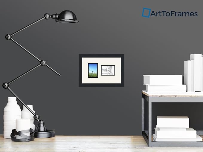 ArtToFrames Collage Photo Frame Double Mat with 2-3.5x5 Openings and Satin Black Frame