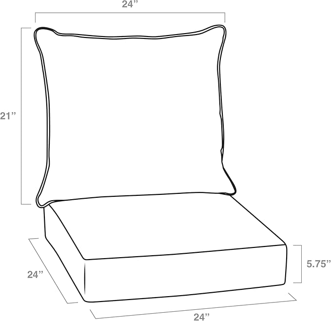 Arden Outdoor Deep Seat Cushion Set, 24 in x 24 in, Weather-Proof, Rain-Proof, Fade Resistant Patio Cushion for Chair, Sofa, and Couch Ruby Clarissa
