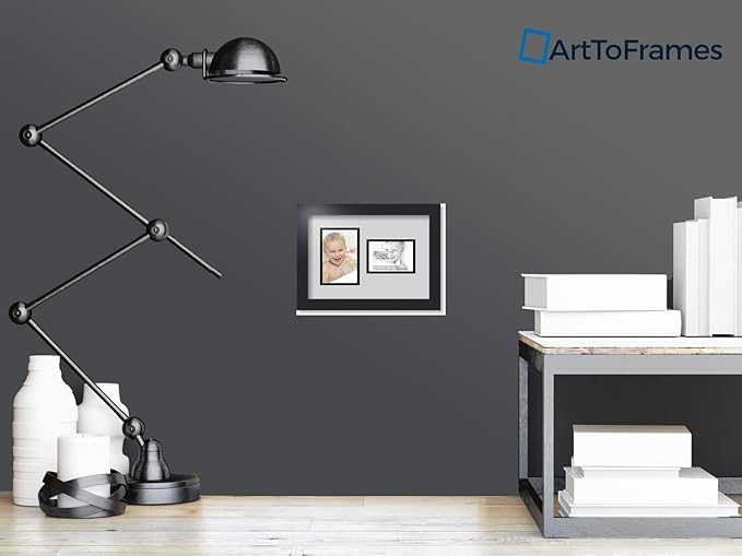 ArtToFrames Collage Photo Frame Double Mat with 1 - 3.5x5^ 4x6 Openings and Satin Black Frame