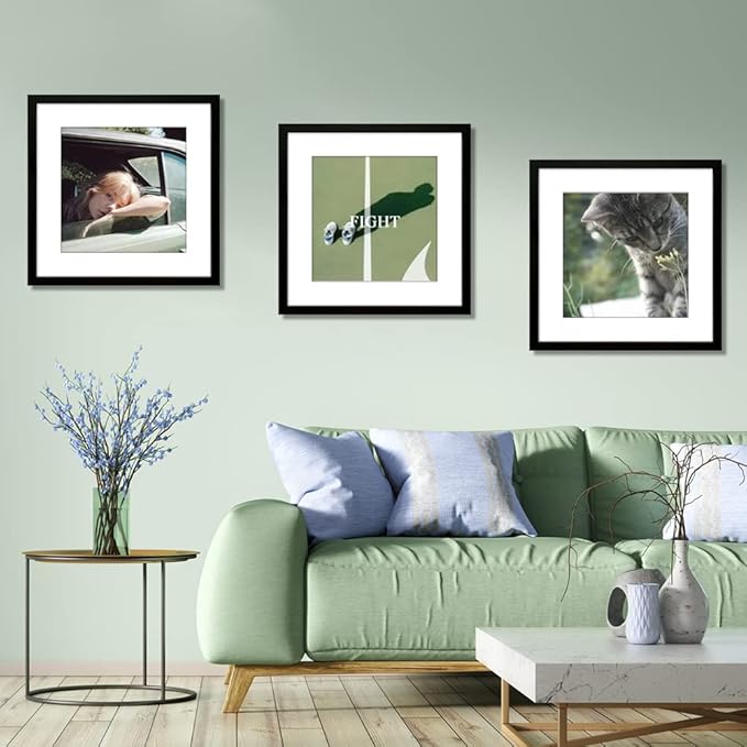 THREELOVE 18x18 Frame Black, Display Picture 14x14 with mat or 18x18 Without mat, Photo Poster Picture Frame Wall Mounting Home Decor, 3 PCS