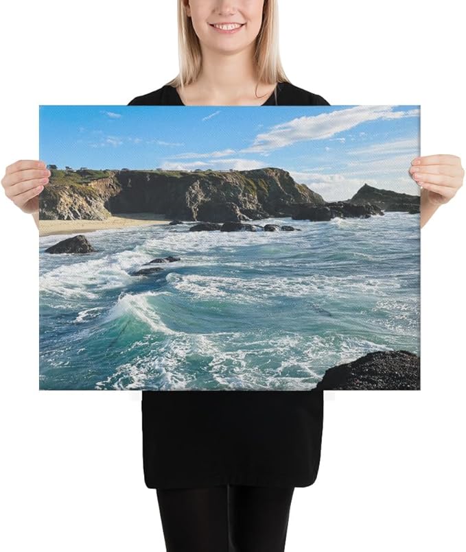 Bodega Bay Canvas Wall Art – Coastal Ocean Photography Print – California Nature Landscape Decor – Vertical Seascape Picture for Living Room or Bedroom (18x24 inches) Wrapped Canvas