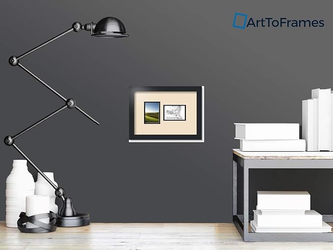 ArtToFrames Collage Photo Frame Double Mat with 2 - 3.5x5 Openings and Satin Black Frame