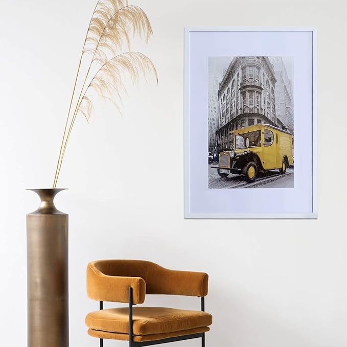 Art Emotion White 16x24 Picture Frame Display 12x18 Pictures with Mat or 16x24 without Mat, Horizontal and Vertical for Wall- 4 packs.