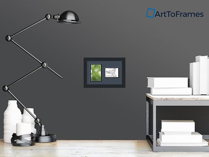 ArtToFrames Collage Photo Frame Double Mat with 1 - 3.5x5, 4x6 Openings and Satin Black Frame