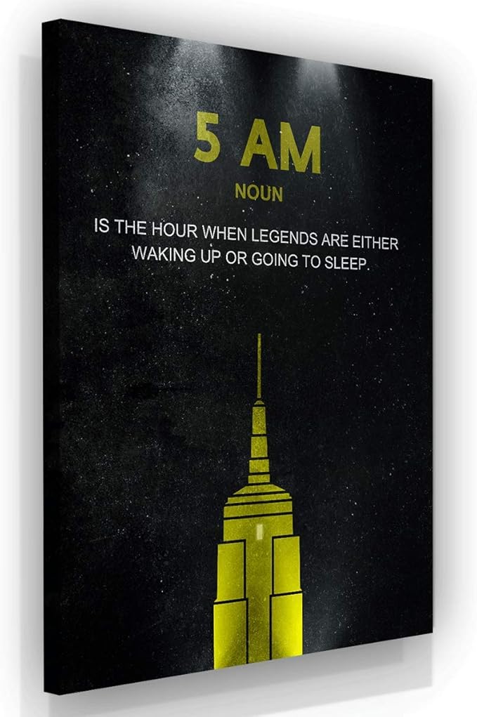 SuccessHunters Entrepreneur Motivational Wall Canvas Print Office Decor Modern Art 5 AM Legend Motivation Pop Culture Empire State Inspirational Hustle Art (18" x 12")