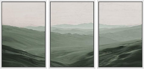 SIGNWIN Framed Canvas Print Wall Art Set Rolling Green Mountain Hill Environment Nature Wilderness Photography Modern Art Chic Landscape for Living Room, Bedroom, Office - 24"x36"x3 White