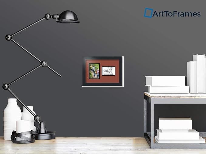 ArtToFrames Collage Photo Frame Double Mat with 1 - 3.5x5^ 4x6 Openings and Satin Black Frame