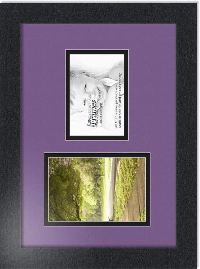 ArtToFrames Collage Photo Frame Double Mat with 1 - 3.5x5^ 4x6 Openings and Satin Black Frame