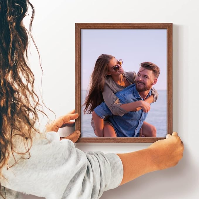 Renditions Gallery 8X10 Custom Photo Prints with Real Wood Picture Frames. Create Personalized Photos with Peel & Stick Photo Frames. Single, Brown Frame