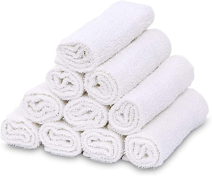 GOLD TEXTILES 480 Pack Economy White Washcloths Set (12x12 inches) - Cotton Blend Commercial Grade Cleaning Rags, Quick Drying & Soft Face Cloths, Fingertip Towels for Bathroom, Spa, Gym, and Kitchen
