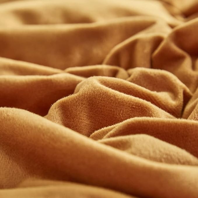 CLOTHKNOW Brown Queen Comforter Set 3Pcs Fluffy Bedding Comforter Sets Pumpkin Queen Comforter Soft Orange with 2 x Pillow Cases