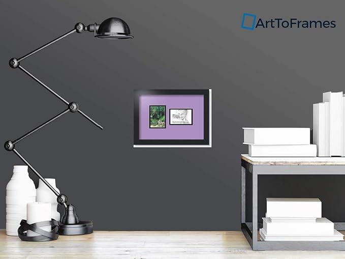 ArtToFrames Collage Photo Frame Double Mat with 2 - 3.5x5 Openings and Satin Black Frame