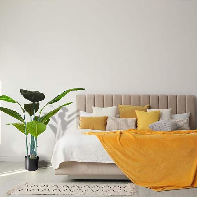Artificial Bird of Paradise Plant Fake Tropical Palm Tree for Indoor Outdoor, Perfect Faux Plants for Home Garden Office Store Decoration (Bird of Paradise 120cm)