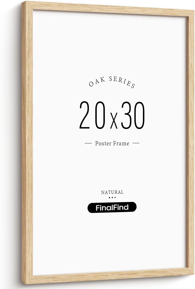 Minimalist 20x30 Frame, Natural Solid Oak Wood 20x30 Poster Frame, Lightweight for Wall Mounting(Single, Oak)