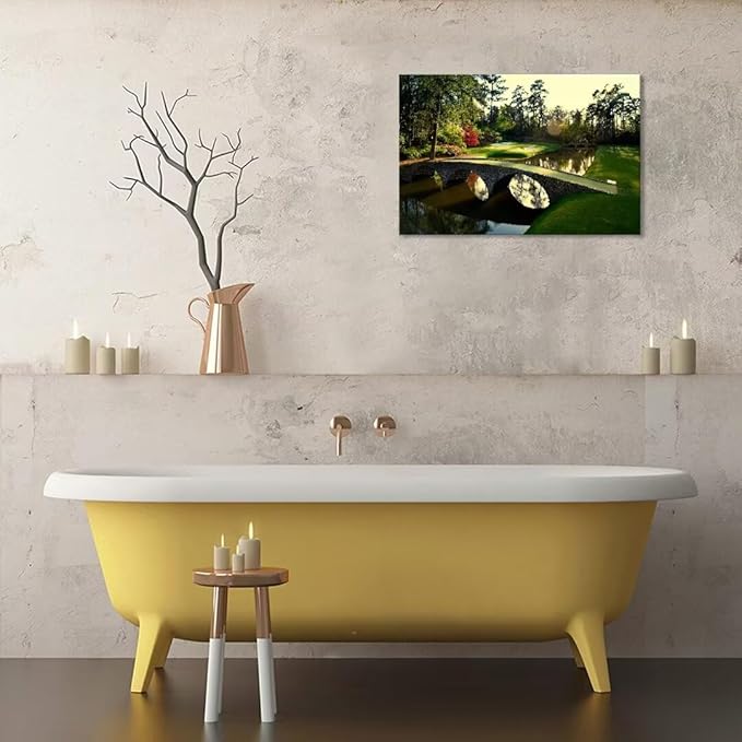 chenchenArt Augusta National Golf Course 12th Hole Wall Art Pictures Golf Club Wall Decor Office Decorations Canvas Artwork for Living Room Bedroom Framed Ready to Hang(28''H x 44''W)