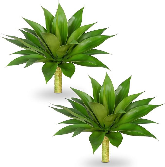 Artificial Agave Faux Agave Fake Greenery 18In Outdoor Artificial Plant Fake Plant for Indoor Home Decoration Plastic Plant Outdoor Decoration Front Porch Decor Simulation Tree 2Pack(Green)