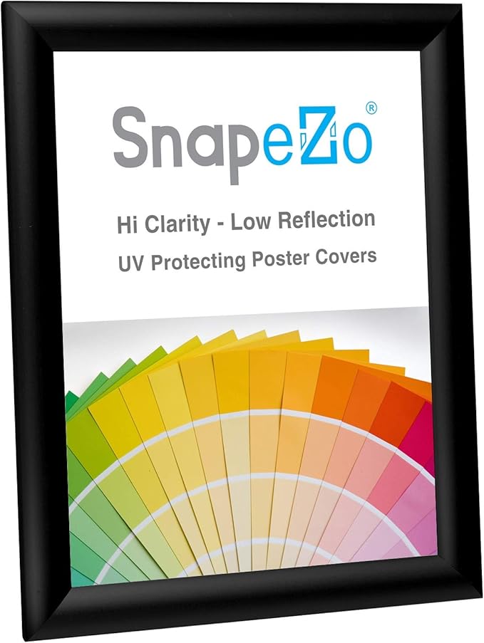 SnapeZo Black Certificate Frame 8.5x11, Front-Loading Aluminum, 1 Inch Profile, Front-Loading Snap Frame, Wall Mounting