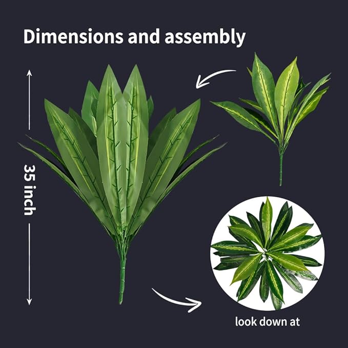 Melorca&Guilla Artificial Ferns for Outdoors,2PCS 35" Diam 30 Leaves Large Fake Ferns,Faux Ferns Outdoor for Shop Garden Office Porch Windowsill Entrance Home Décor
