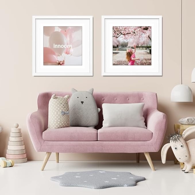 THREELOVE 22x22 Frame White, Display Picture 18x18 with mat or 22x22 Without mat, Photo Poster Picture Frame Wall Mounting Home Decor, 3 PCS