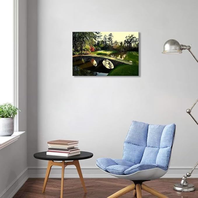 chenchenArt Augusta National Golf Course 12th Hole Wall Art Pictures Golf Club Wall Decor Office Decorations Canvas Artwork for Living Room Bedroom Framed Ready to Hang(28''H x 44''W)