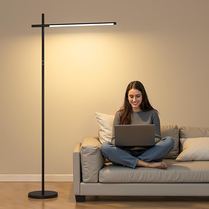 LED Corner Floor Lamp, 360°Rotating Head, Super Bright 1800LM Dimmable Minimalist Floor Lamps with Remote Control,3000K-6000K Modern Corner Light,67" Tall Standing Lamp for Living Room,Bedroom,Office
