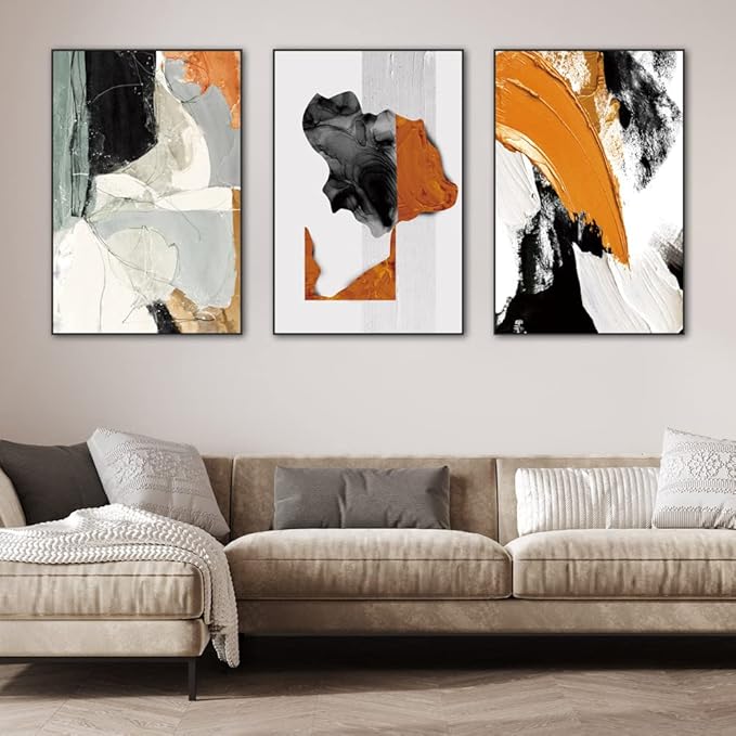 Canvas Wall Art Aesthetic Abstract Graffiti Large 28" X 20" Set of 3 Minimalist Wall Decor Modern Nature Art Posters Prints Frame Wall Art For Living Room Bedroom Bathroom Kitchen Office