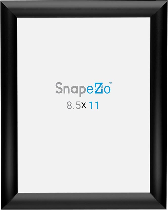 SnapeZo Black Certificate Frame 8.5x11, Front-Loading Aluminum, 1 Inch Profile, Front-Loading Snap Frame, Wall Mounting
