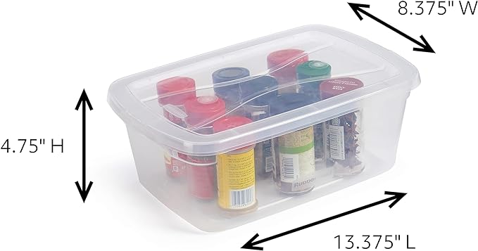 Rubbermaid Cleverstore 6 Qt Clear Storage Bins with Lids, 12-Pack, Stackable, BPA-Free, Made in USA