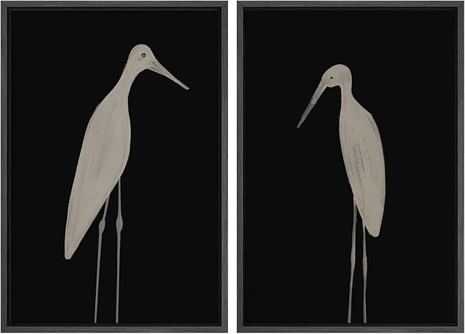 MUDECOR Framed Canvas Print Wall Art Minimalist Crane Silhouettes Illustrations Modern Art Decorative Bohemian Colorful for Living Room, Bedroom, Office - 24"x36"x2 Black