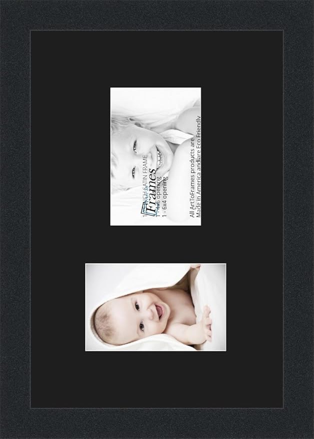 ArtToFrames Collage Photo Frame Double Mat with 2 - 4x6 Openings and Satin Black Frame