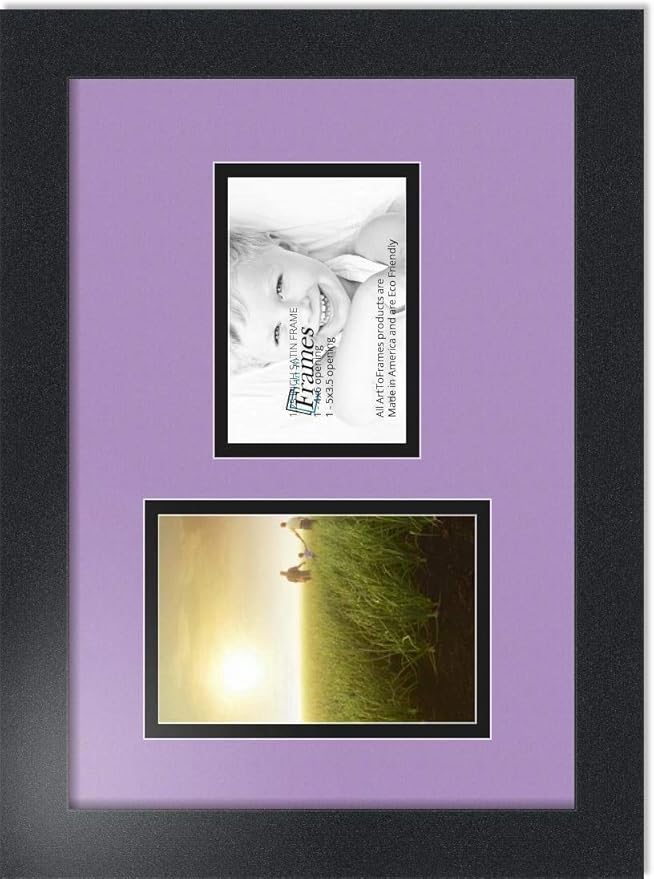 ArtToFrames Collage Photo Frame Double Mat with 1 - 3.5x5^ 4x6 Openings and Satin Black Frame