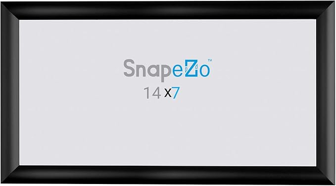 SnapeZo Poster Frame 7x14 Inches, Black 1 Inch Aluminum Profile, Front-Loading Snap Frame, Wall Mounting, Sleek Series