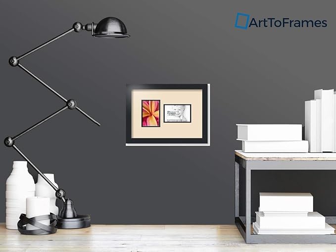 ArtToFrames Collage Photo Frame Double Mat with 2 - 4x6 Openings and Satin Black Frame