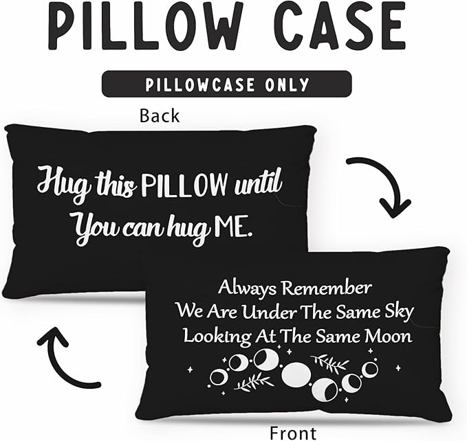 Long Distance Relationship Gifts Always Remember We are Under The Same Sky Reversible Decor Throw Pillow Case Decor for Home Bedroom,12''x20''Black Pillow case,Gift for Boyfriend,Girlfri (black-3)