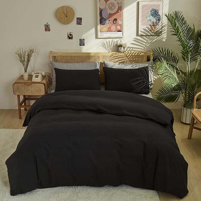 CLOTHKNOW Black Comforter Sets California King All Black Bedding Comforter Sets Men Women California King Comforter with 2 x Pillow Cases